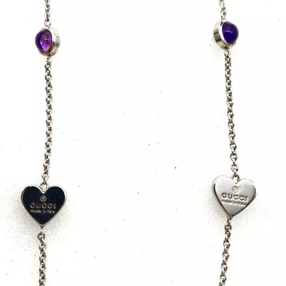 Gucci Sterling Sterling Silver Real Amethyst Heart Necklace - Picture 4 of 9